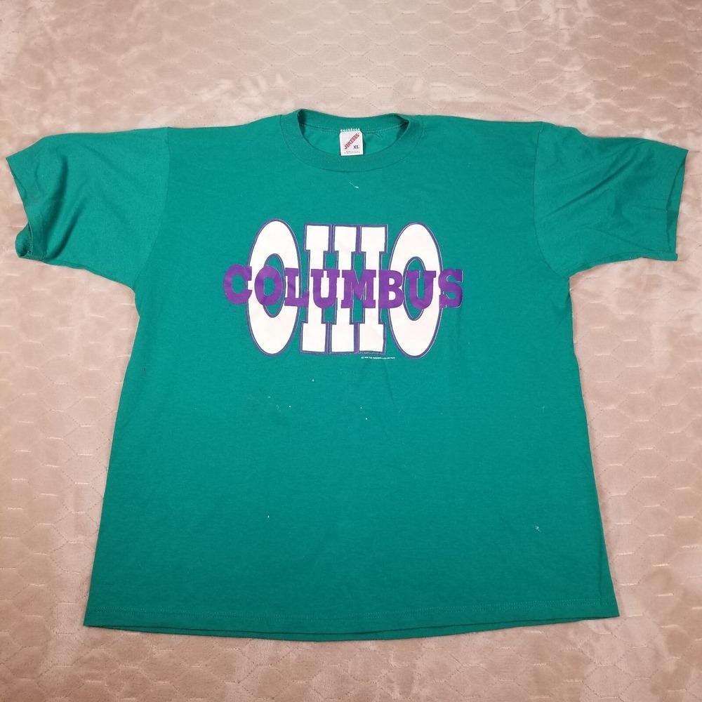 VTG 1991 Columbus Ohio City Tourist Vacation Shirt Sz XL Jerzees BLEACH SPOTS